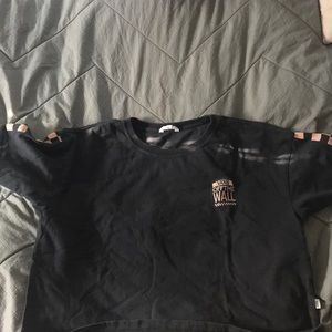 vans off the wall black tee with light pink detail